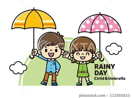 打著彩色雨傘的孩子們的插圖 112050833