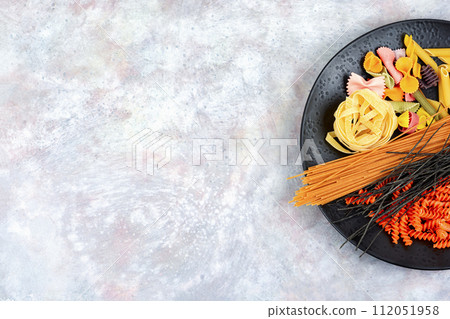 Set of raw pasta and macaroni. Set of raw pasta and macaroni. 112051958
