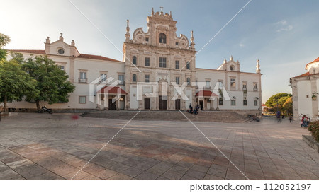 Panorama showing Sa da Bandeira Square with a view of the Santarem See Cathedral timelapse. Portugal Panorama showing Sa da Bandeira Square with a view of the Santarem See Cathedral timelapse. Portugal 112052197
