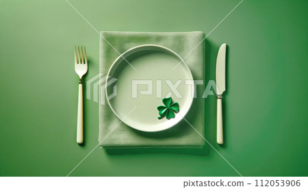 Elegant St. Patrick's Day Table with Clover 112053906