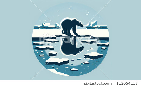 Solitary Polar Bear on Melting Ice Solitary Polar Bear on Melting Ice 112054115