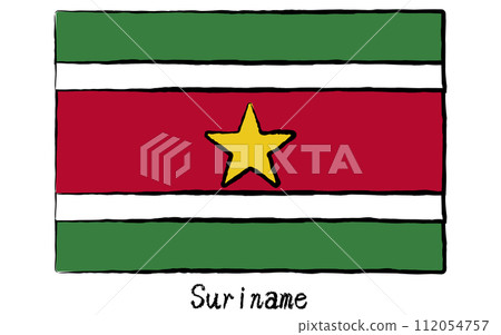 Analog hand-drawn style flags of the world, Suriname 112054757