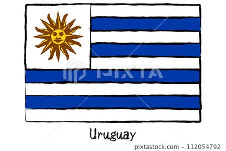 世界烏拉圭的模擬手繪風格國旗 112054792