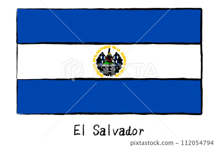Analog hand-drawn style flags of the world, El Salvador 112054794