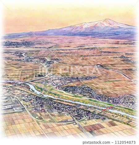 Mt. Chokai in the sunset 112054873