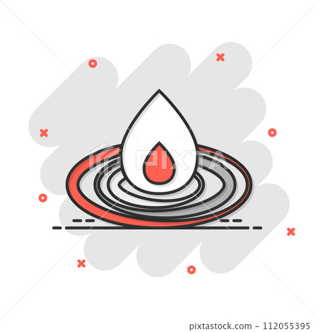 Water drop icon in comic style. Liquid cartoon vector illustration on white isolated background. Droplet splash effect business concept. Water drop icon in comic style. Liquid cartoon vector illustration on white isolated background. Droplet splash effect business concept. 112055395