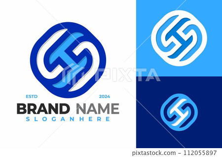 Letter H Monogram Logo design vector symbol icon illustration 112055897