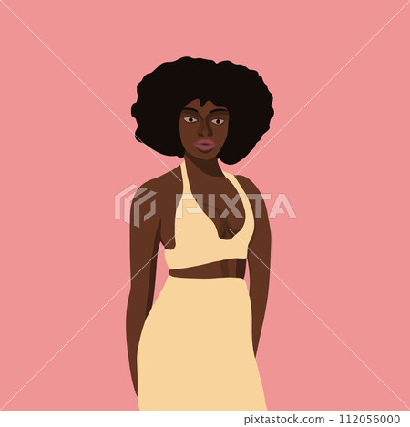 Vector illustration of a black african woman. Vector illustration of a black african woman. 112056000