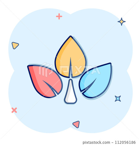 Leaf icon in comic style. Plant cartoon vector illustration on white isolated background. Flower splash effect sign business concept. Leaf icon in comic style. Plant cartoon vector illustration on white isolated background. Flower splash effect sign business concept. 112056186
