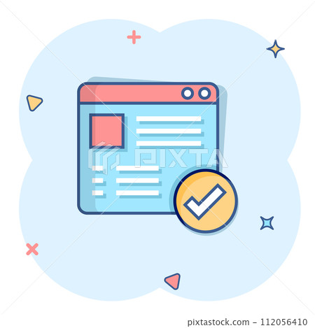 To do list icon in comic style. Document checklist cartoon vector illustration on white isolated background. Notepad check mark splash effect business concept. To do list icon in comic style. Document checklist cartoon vector illustration on white isolated background. Notepad check mark splash effect business concept. 112056410