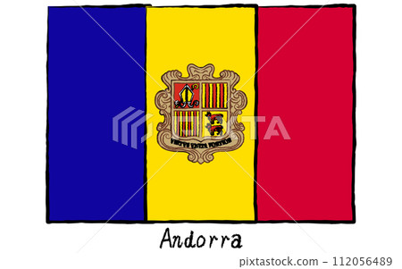 世界安道爾的模擬手繪風格旗幟 112056489