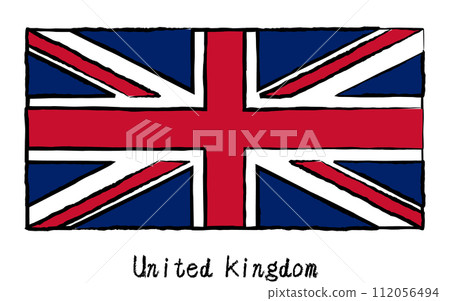 世界、英國的模擬手繪風格旗幟 112056494