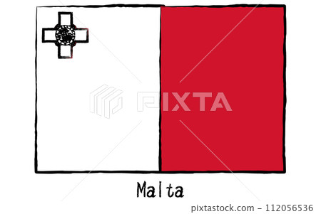 Analog hand-drawn style flags of the world, Malta 112056536