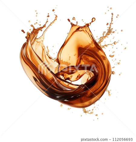 Refreshing cold brew coffee splash isolated on a transparent background 112056693