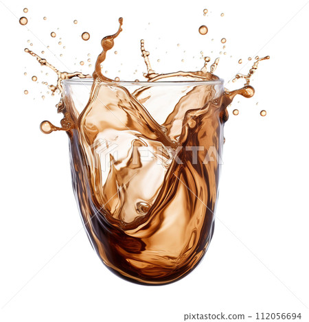 Refreshing cold brew coffee splash isolated on a transparent background 112056694