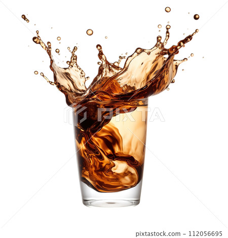 Refreshing cold brew coffee splash isolated on a transparent background 112056695