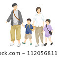 Illustration of a family of four going out 112056811