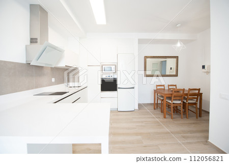 modern kitchen in a home equipped with appliances and decoration 112056821