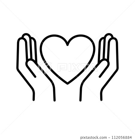 Heart palms icon. Heart saving hands love charity. Healthcare hands holding heart. 112056884
