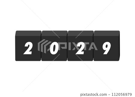2029 letters and black blocks - Simple and stylish image material for the year 2029 112056979