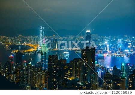 藍色的香港夜景 藍色的香港夜景 112056989