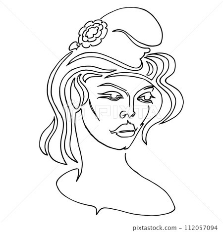 French woman style Marianne face portrait vector illustration 112057094