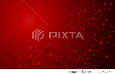 Abstract red connecting dots and lines connection science with blank space design technology background vector 112057762
