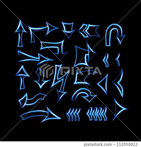 Set of pointer arrows with neon effect. 112058022