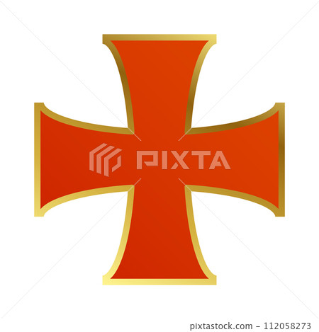 Knights Templar cross with a gold border on a white background. Vector illustration Knights Templar cross with a gold border on a white background. Vector illustration 112058273