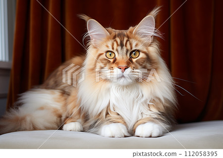 Popular Maine Coon playful kitten cat breed 112058395