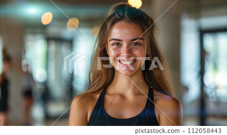 Yoga instructor in class for flexible yoga poses and mindful spiritual meditation relaxation Yoga instructor in class for flexible yoga poses and mindful spiritual meditation relaxation 112058443