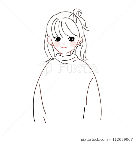 女孩插畫線條只透明 112059067