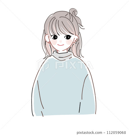 女孩插畫彩色透明 112059068