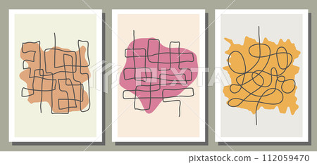 An artistic composition in a minimalist style for interior design. Hand-drawn illustration for prints, postcard design, posters and banners 112059470