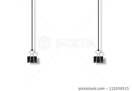 paper sheet with shadow in A4 format and black paper clip 112059515