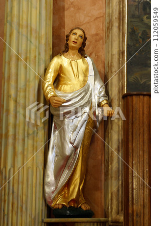 Saint John, statue on the main altar in the Parish Church of the Holy Cross in Zacretje, Croatia Saint John, statue on the main altar in the Parish Church of the Holy Cross in Zacretje, Croatia 112059549
