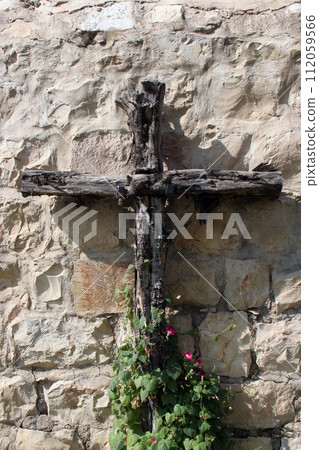 Wooden cross, Hagia Maria Sion Abbey, Church Of Dormition on Mount Zion, Jerusalem, Israel 112059566