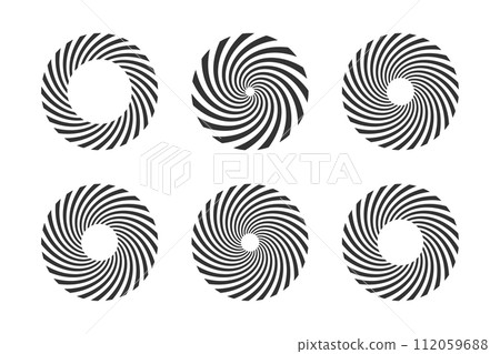 Set of Circular Rotaiing Design Elements. Abstract Circle Whirl Icons. Vector Art. 112059688