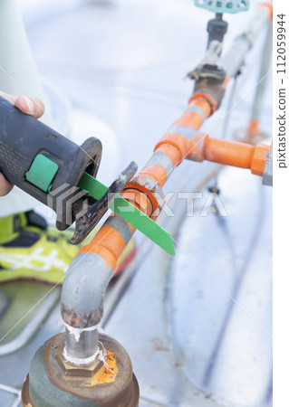 Craftsman removing existing pipes 112059944