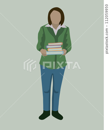 Vector isolated illustration of a girl holding books. Vector isolated illustration of a girl holding books. 112059950