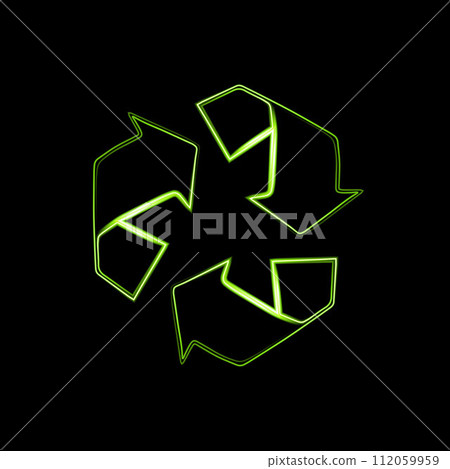 Vector icon of recycling with neon effect. 112059959