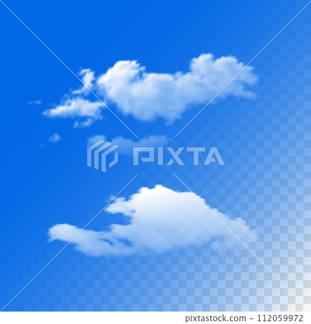 Set of clouds on a blue background. Vector illustration. 112059972