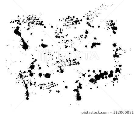 Abstract black grunge texture with paint splashes. Black paint splashes. Vector illustration for texture, background 112060051