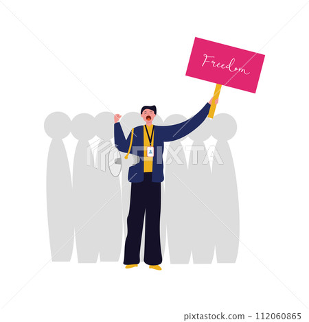 Demonstration protester parade problem social issues conflict campaign activist speak out against political 112060865