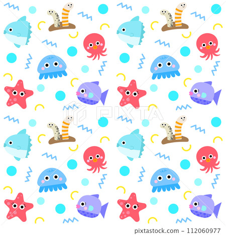 Cute underwater seamless pattern Sea animals Sea life background Kids fabric textile design endless pattern vector illustration 112060977