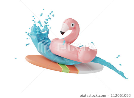 3d render Pink Flamingo inflatable ring pool isolated on white background. Summer pink vacation with elements minimal cute Design, Summer theme. 3d render Pink Flamingo inflatable ring pool isolated on white background. Summer pink vacation with elements minimal cute Design, Summer theme. 112061093