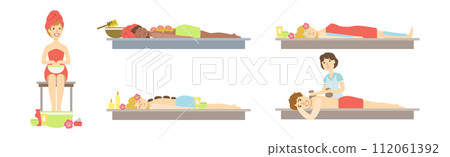 Woman at Spa Center and Beauty Salon Service Vector Set 112061392