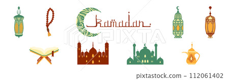 Ramadan Traditional Sign and Symbol of Muslim Holiday Vector Set Ramadan Traditional Sign and Symbol of Muslim Holiday Vector Set 112061402