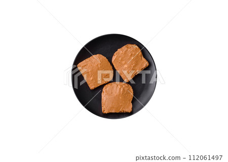 Delicious hearty sandwich with toast bread and peanut butter Delicious hearty sandwich with toast bread and peanut butter 112061497