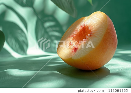 the peach is yellow, in the style of light and shadow 112061565